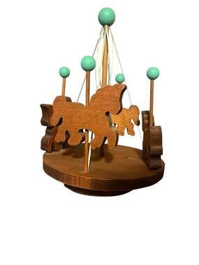 Vintage Handcrafted Wooden Horse Carousel String Whirligig Toy